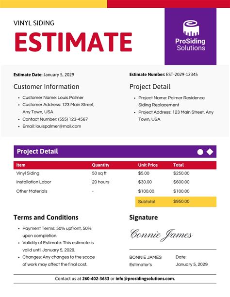 Vinyl Siding Estimate Template Design