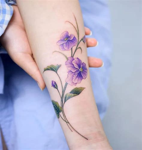 Violet tattoo aftercare for February birth flower