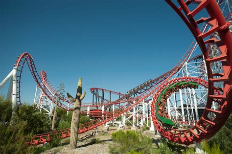 Viper roller coaster during golden hour