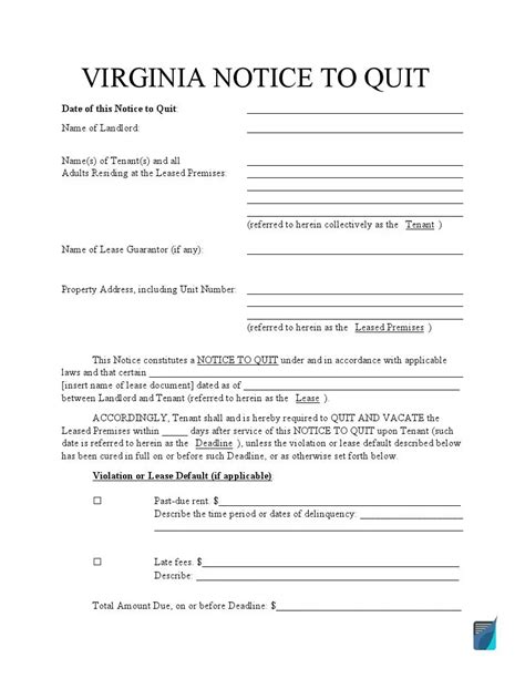 Virginia Eviction Template Sample 3