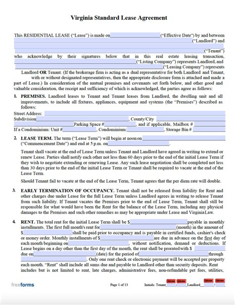 Virginia Residential Lease Agreement for a Condominium