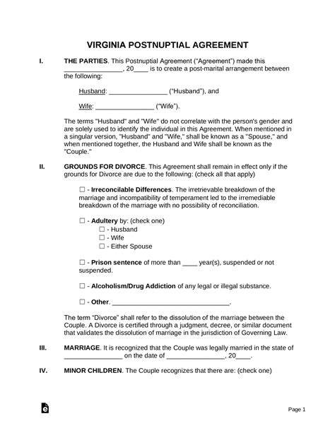 Virginia Separation Agreement Template 3