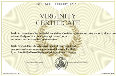 Virginity Certificate Format