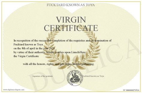 Virginity Certificate Samples Free