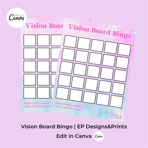 Vision Board Bingo Card