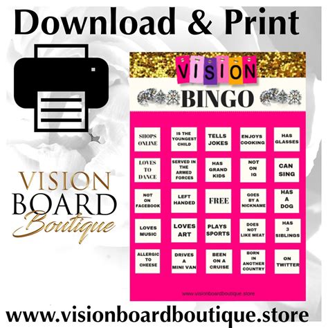 Vision Board Bingo Game