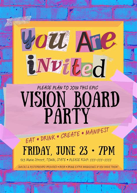 Vision Board Party Invitation Templates