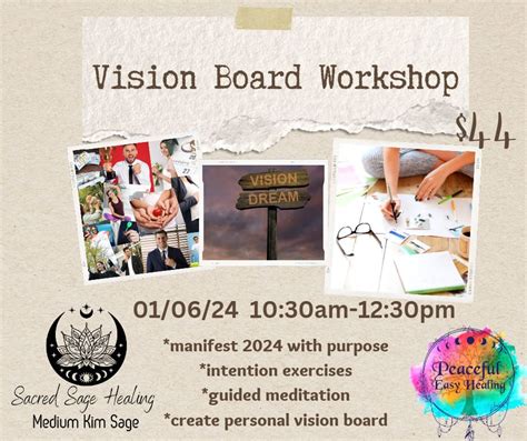 A vision board with images and words representing goals and desires