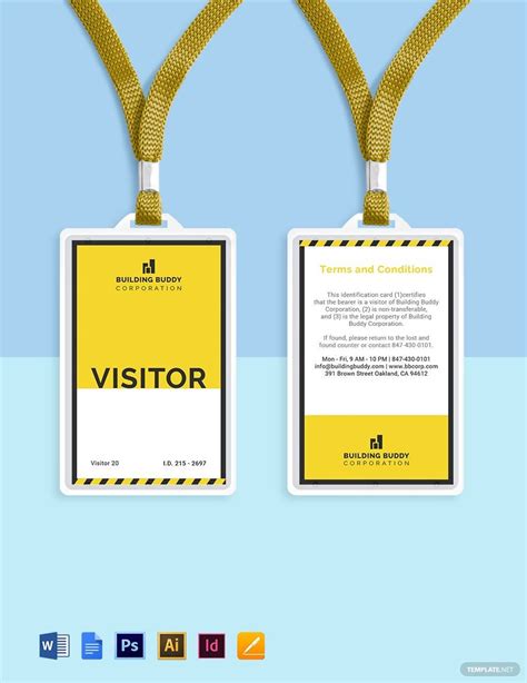 Visitor Temporary ID Card Template