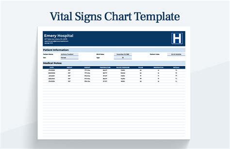 Vital Signs Chart Template 5