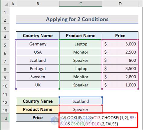 VLOOKUP and CHOOSE Functions Example