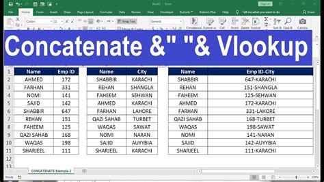 Vlookup Concatenate Example