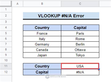 VLOOKUP Error Google Sheets