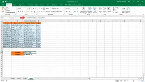 Vlookup in Excel 2019