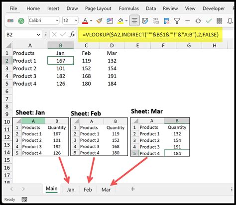 VLOOKUP and INDIRECT Functions Example