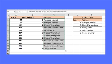 VLOOKUP with ISERROR example 10