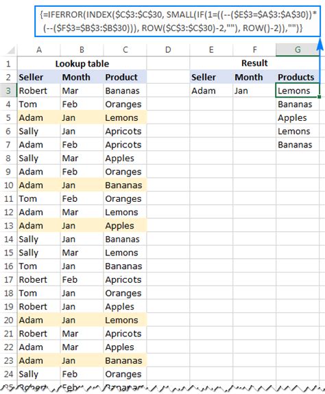 VLOOKUP with multiple matches in Excel