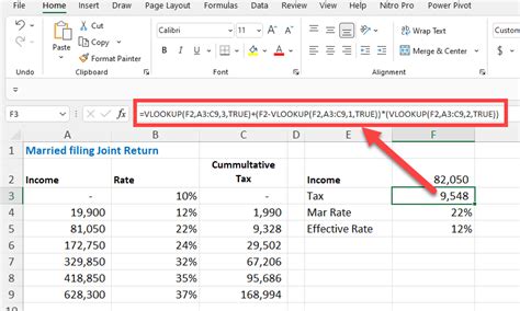 Using VLOOKUP for Dynamic Tax Rates