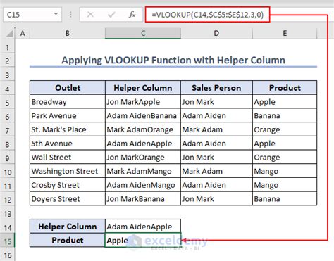 VLOOKUP to Left using Helper Column