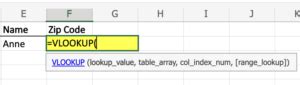 VLOOKUP Zip Code Distance