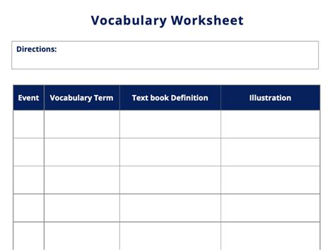 Vocabulary Template Image 1