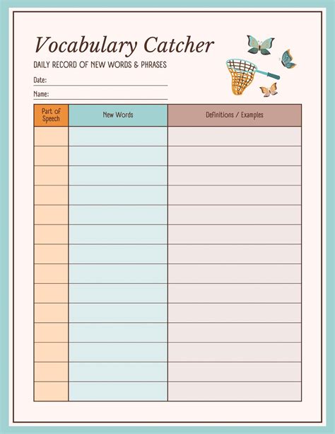 Vocabulary Worksheet Template Image