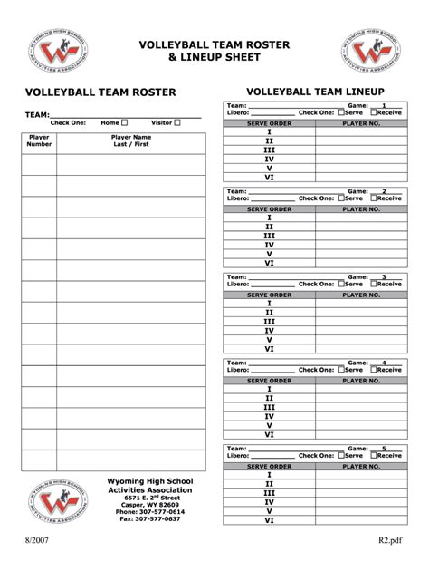 Volleyball Lineup Sheet for Beginners