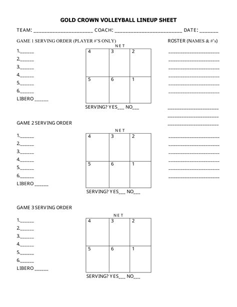 Volleyball Lineup Sheet Strategy