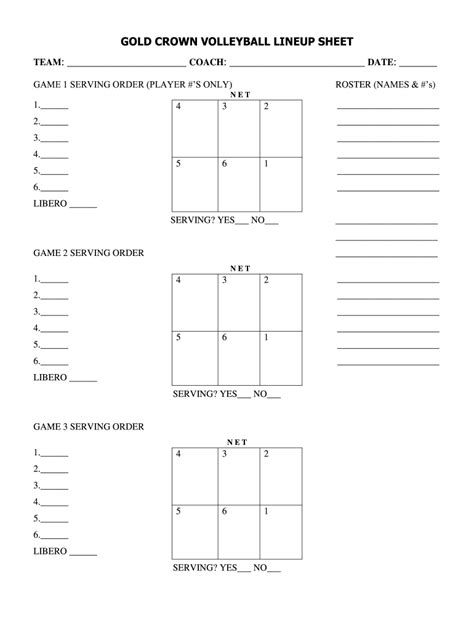 Volleyball rotation template