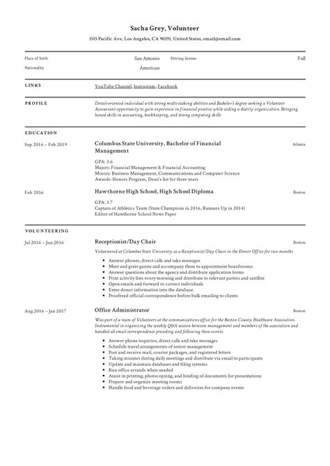 Volunteer Experience Resume Template