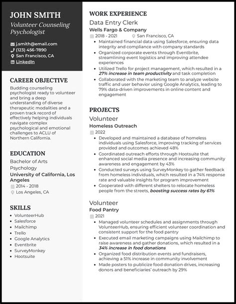 Volunteer Resume Example 5