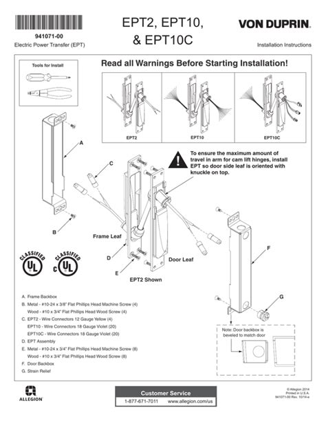 Von Duprin EPT 10 template troubleshooting