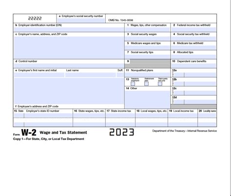 W-2 Form Template with IRS Instructions