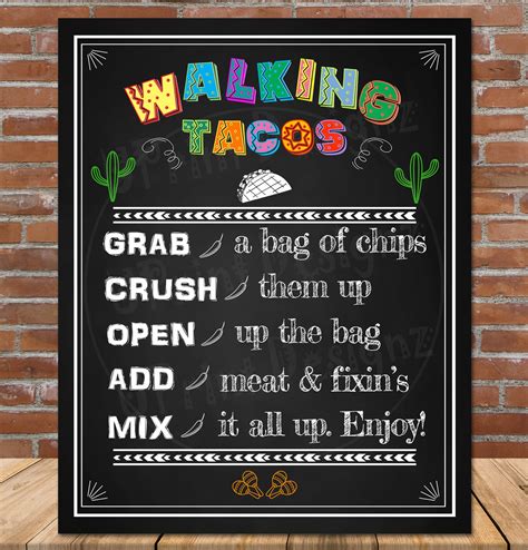 Walking Taco Bar Sign Template