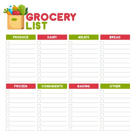 Walmart Grocery List Template for Special Diets