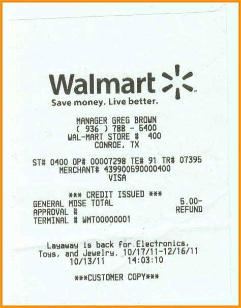 Walmart Receipt Template Design