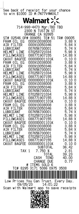 Walmart Receipt Template in Microsoft Word