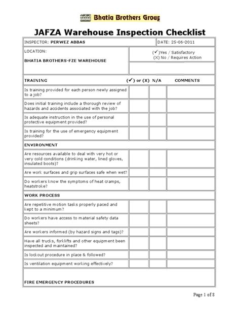 Warehouse Safety Template