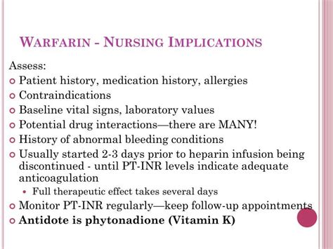 Warfarin Nursing Considerations