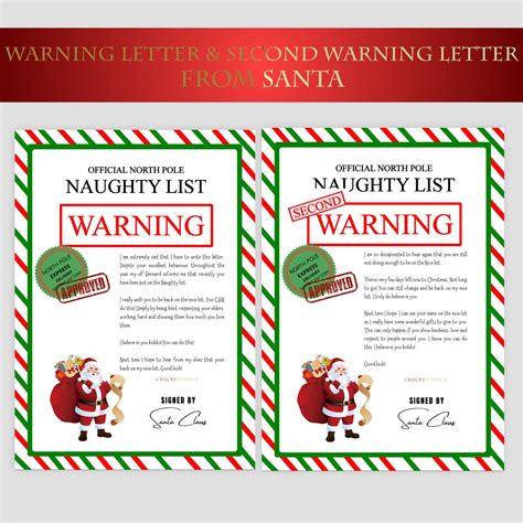 Sample Warning Letter from Santa