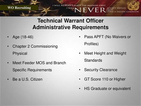 Warrant Officer Requirements