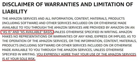 Warranty and Disclaimer Information Example