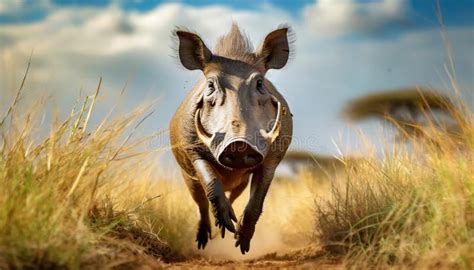 Warthog sprinting to escape danger