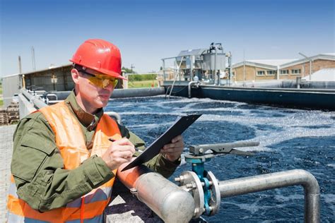 Wastewater treatment plant operator at work