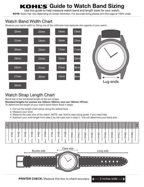 Watch Band Size Chart Templates