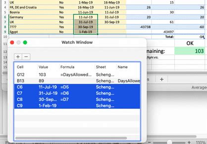 Watch Window in Excel for Mac