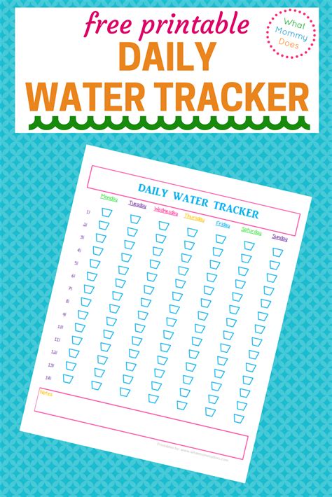 Water intake tracker printable