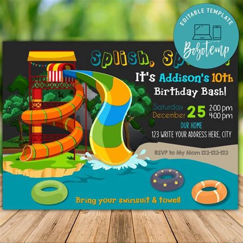 Water Park Party Invitation