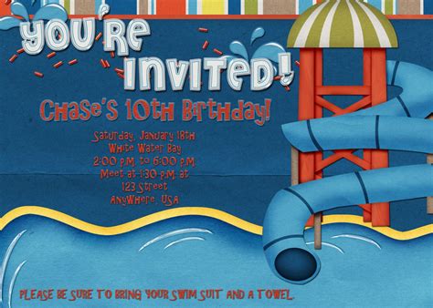 Water Park Party Invitations