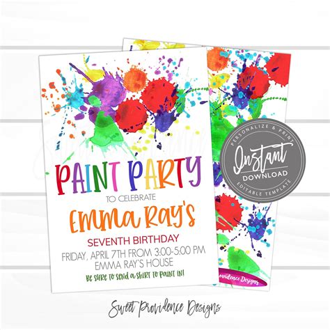 Watercolor Art Party Invitation Template